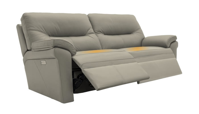 G Plan Seattle Heated Leather 3 Seater Electric Recliner Lumbar Support Cambridge Taupe